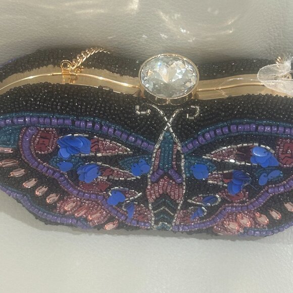 Made in India RARE Beaded Butterfly Handbag Viral Tik Tok Clutch Crossbody NWT - Picture 2 of 4